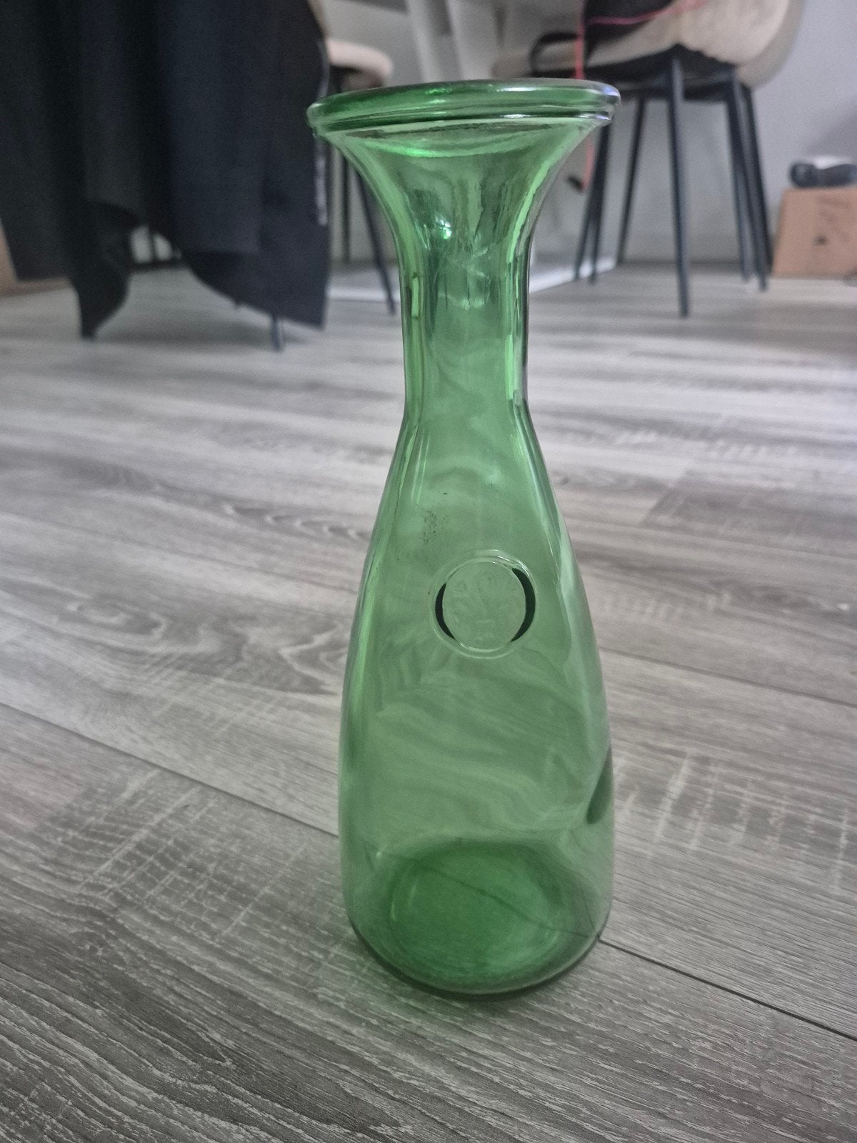 Groene glazen karaf met zegel - Vintage stijl, Antiek en Kunst, Ophalen of Verzenden