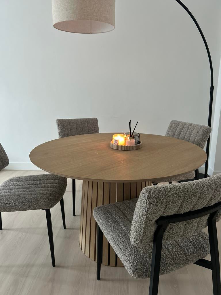 Ronde eettafel eiken, Huis en Inrichting, Tafels | Eettafels, Ophalen, 100 tot 150 cm, Rond, Zo goed als nieuw