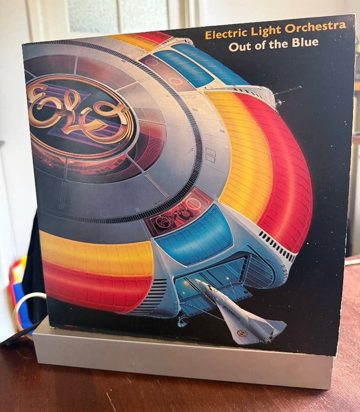 ELO - Out of the Blue 2LP | 1977 Poster & Bouwplaat! VG+/VG+, Gebruikt, Gatefold hoes, Ophalen of Verzenden, 12 inch