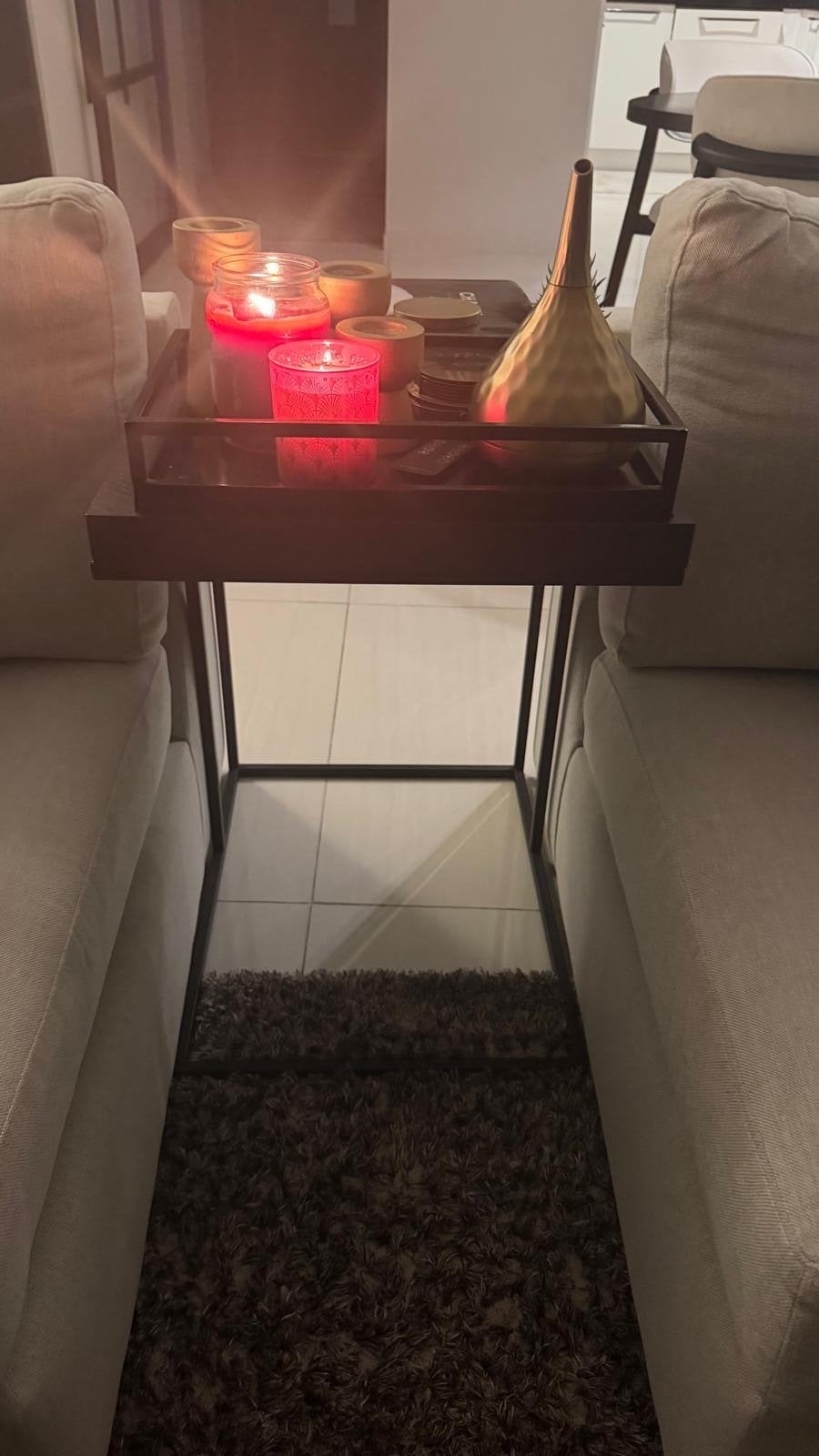 Stijlvolle bijzettafel laptoptafel- eichholtz (look), Minder dan 55 cm, Metaal of Aluminium, Zo goed als nieuw, Rechthoekig