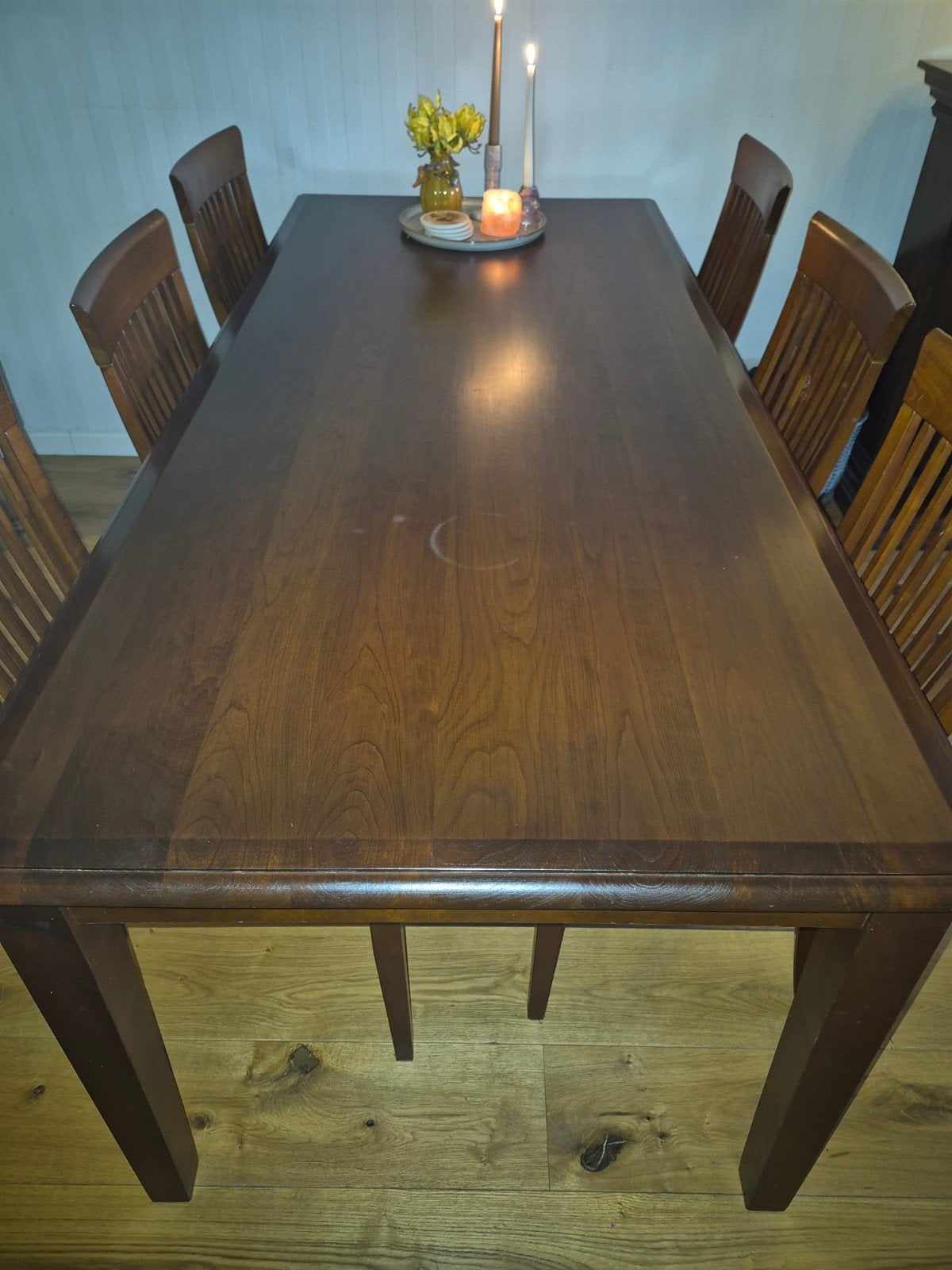 exclusief, notenhouten eethoek., Ophalen of Verzenden, Zo goed als nieuw, Rechthoekig, 50 tot 100 cm
