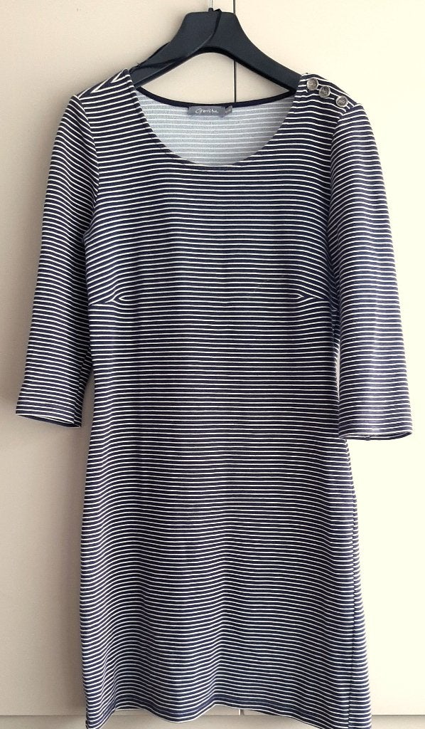 Geisha, donkerblauw/wit gestreept jurkje, maat S, Kleding | Dames, Jurken, Geisha, Blauw, Ophalen of Verzenden, Zo goed als nieuw