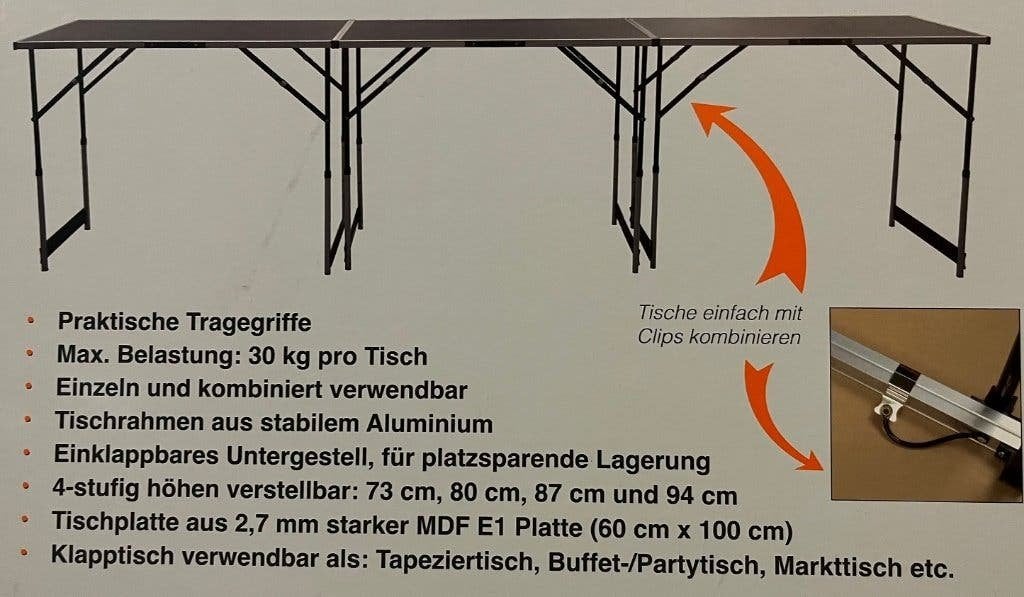Foto 4 van Vouwtafels multifunctioneel 3dlg. Mannesmann - Nieuw
