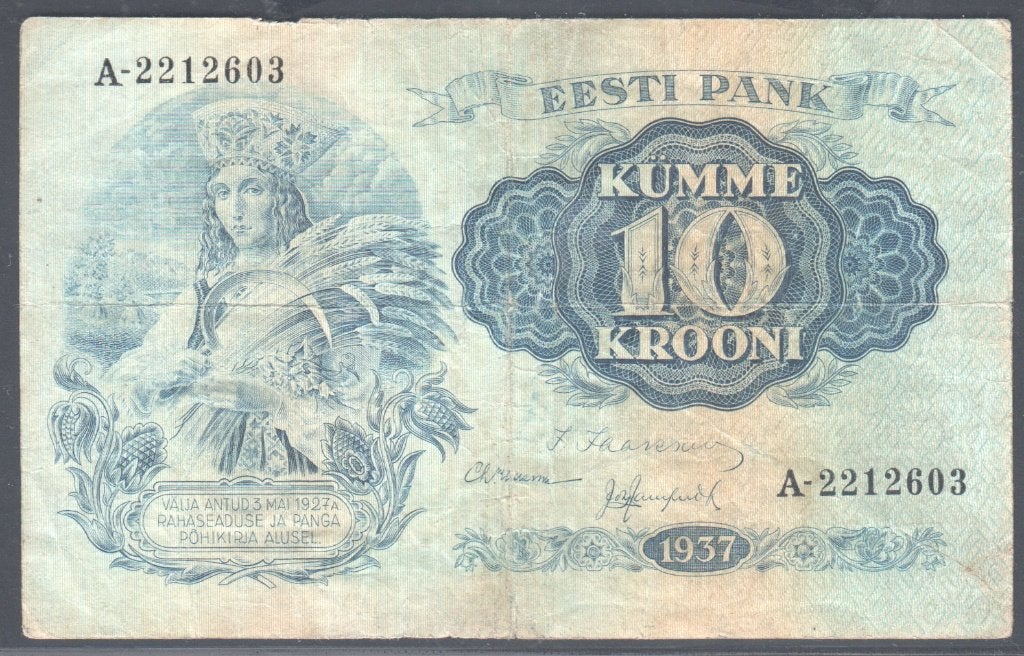 Estonia 10 Krooni 1929, Verzenden, Overige landen, Los biljet