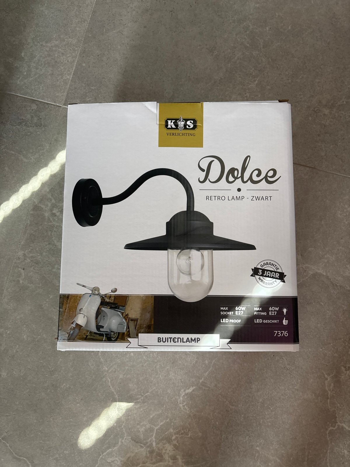 KS Verlichting Dolce Retro Buitenlamp Zwart (glas kapot), Ophalen of Verzenden, Nieuw