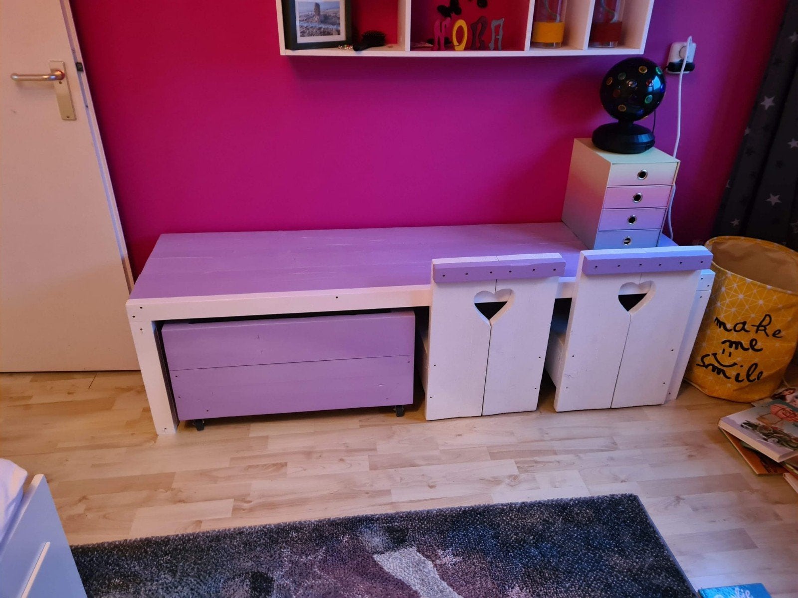 steigerhout bureau inclusief 2 stoelen, Ophalen, Gebruikt, Tafel(s) en Stoel(en)