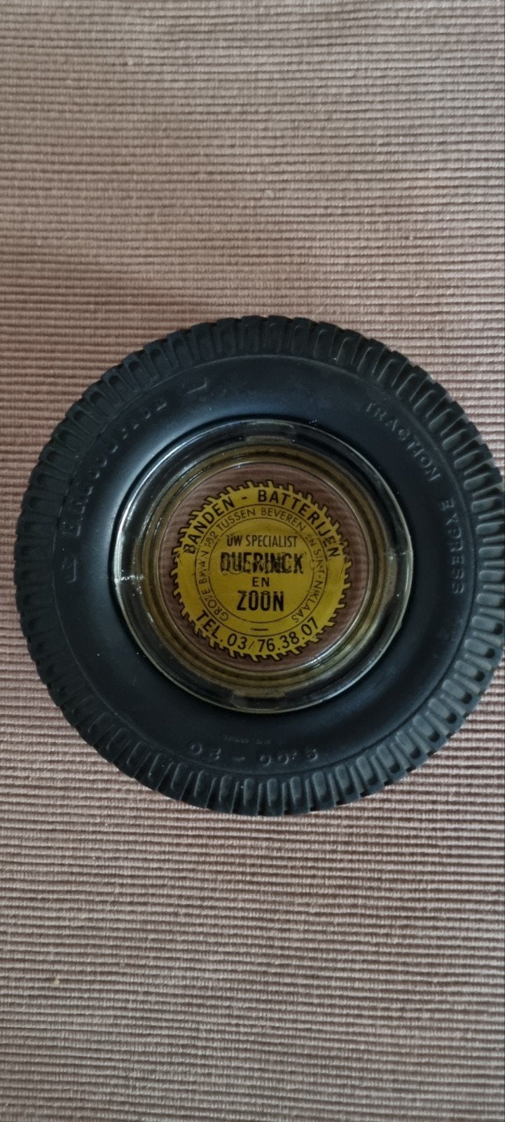 Vintage asbak in de vorm van een autoband - Ouerinck, Ophalen of Verzenden