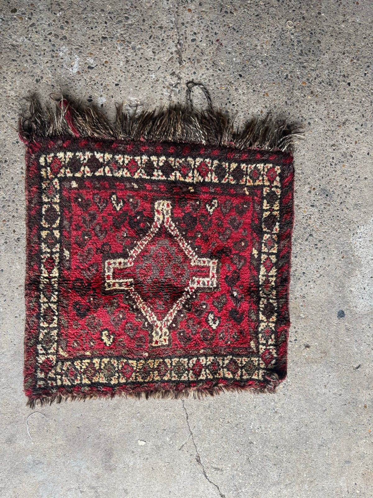 Vintage Handgeknoopt Perzisch Tapijt - Rood/Bruin/Beige, Gebruikt, Vierkant, 200 cm of meer, Rood