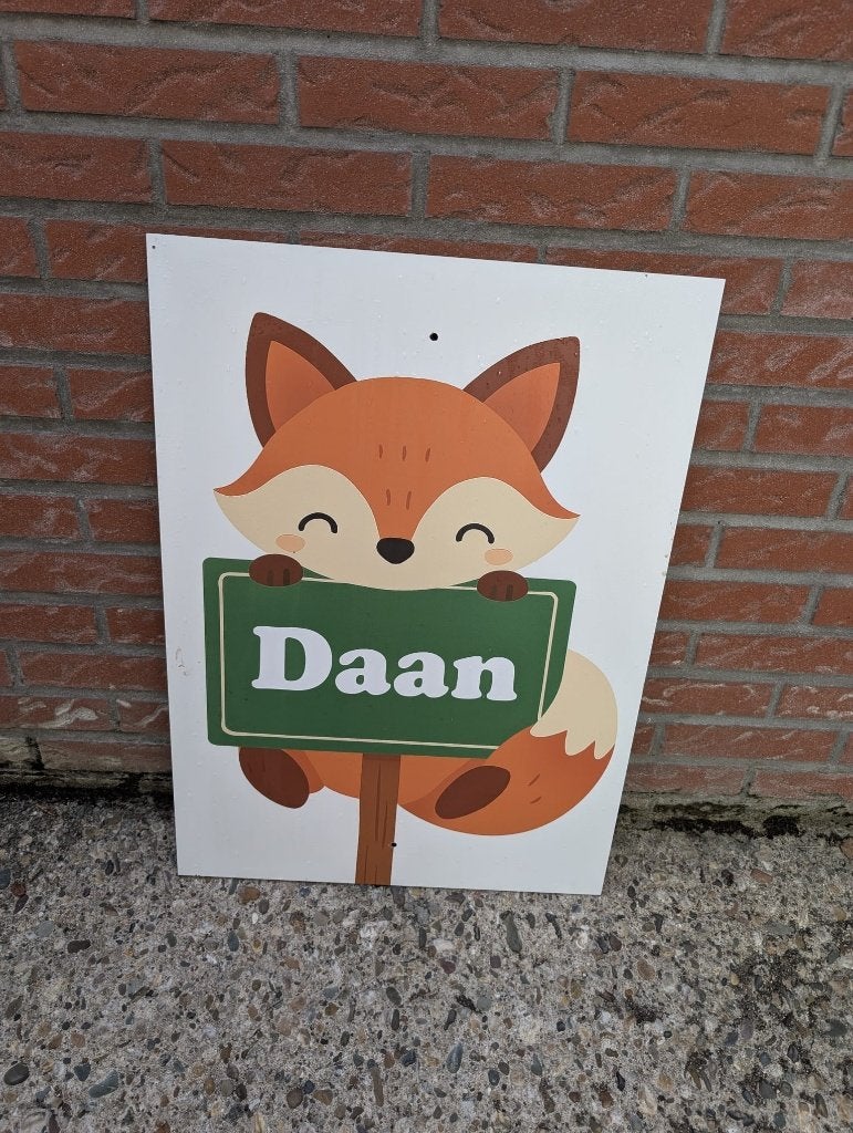 Geboortebord Vosje ( klein bord), Kinderen en Baby's, Kraamcadeaus en Geboorteborden, Ophalen, Zo goed als nieuw, Geboortebord
