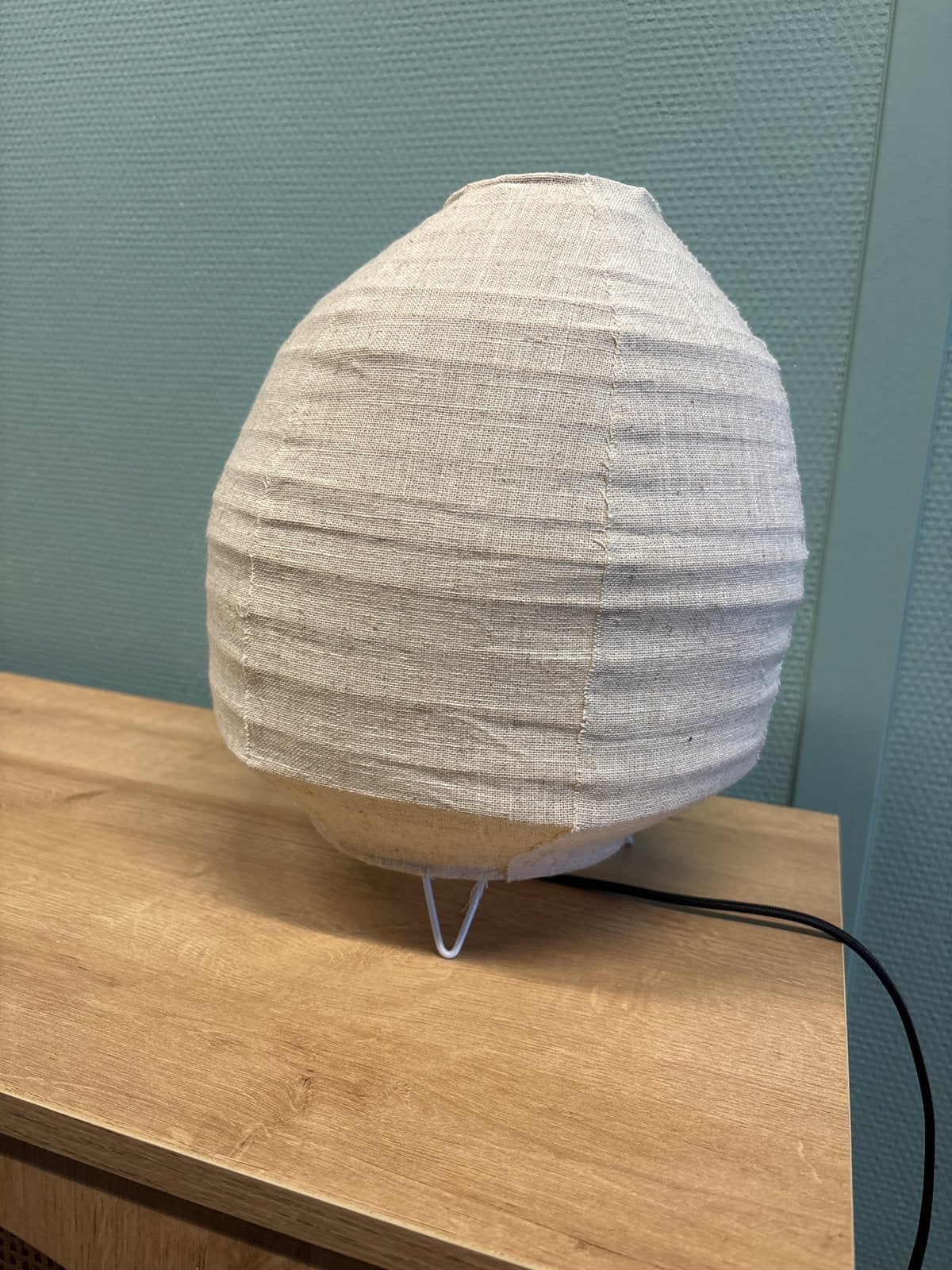 Moderne tafellamp met stoffen kap - Beige/Wit, Met schakelaar, Gebruikt, Textiel, Sfeerlamp