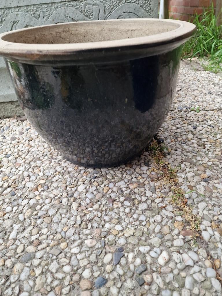 Plantenbak steen geglazuur, Ophalen, Rond, Steen, Minder dan 30 cm