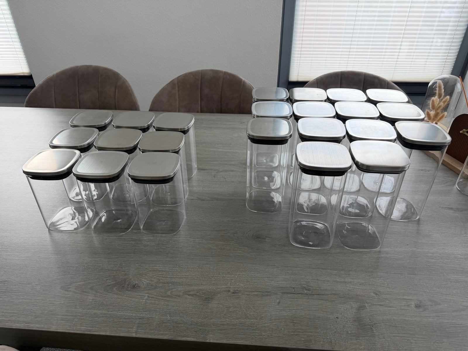 Glazen voorraadpotten met deksel - XL (1400ml) & L (1000m, Voorraadpot, Ophalen, Zo goed als nieuw, Glas