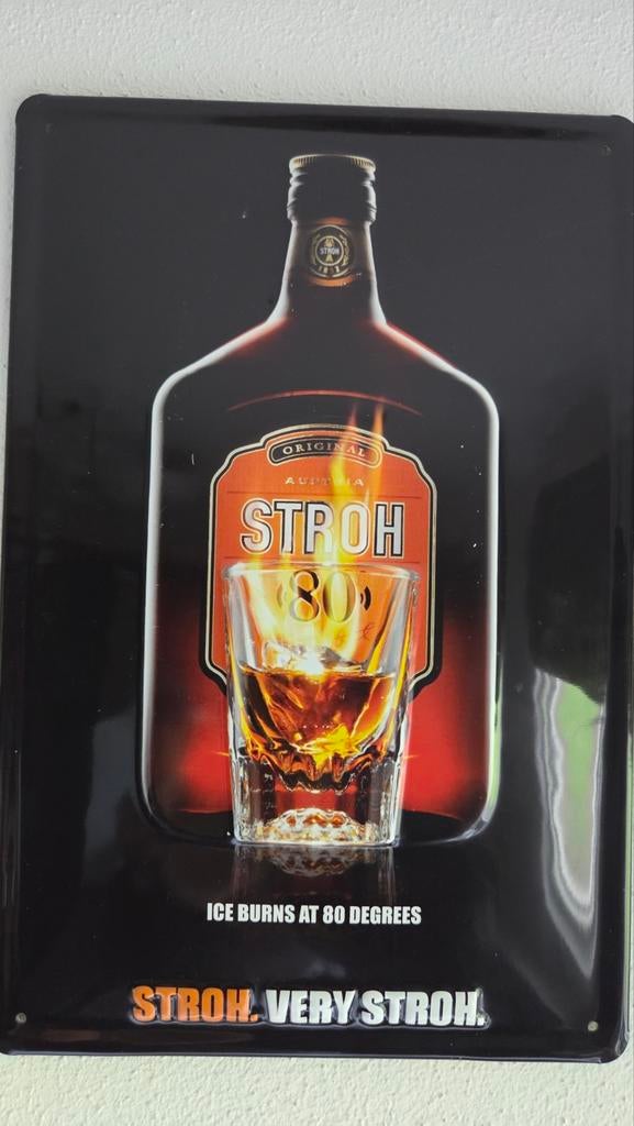 Stroh reclame bord, Verzamelen, Ophalen of Verzenden, Reclamebord