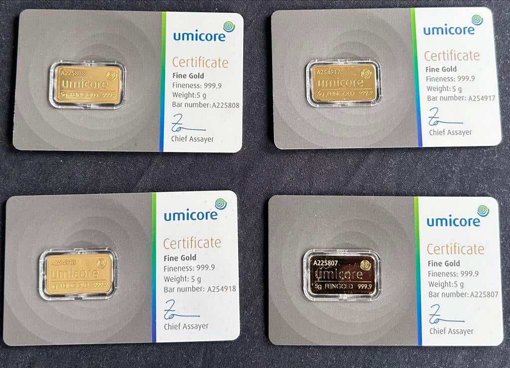 Umicore Goudbaren - Diverse Gewichten (5g, 10g, 20g, 50g), Ophalen of Verzenden, Goud