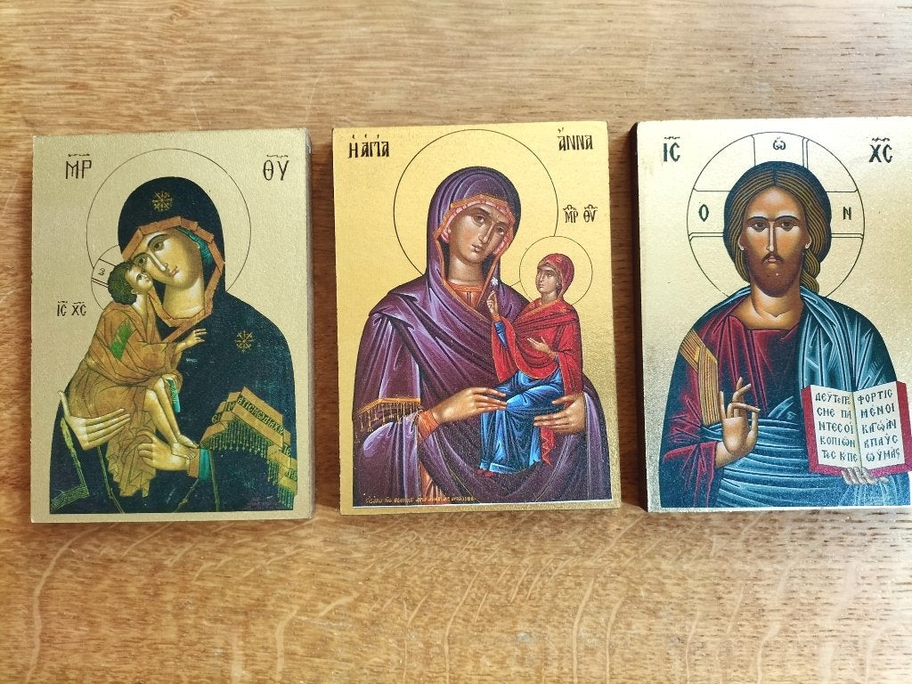 Ikonen,  3 stuks, Ophalen of Verzenden, Klassiek, Overige technieken, Portret of Personen