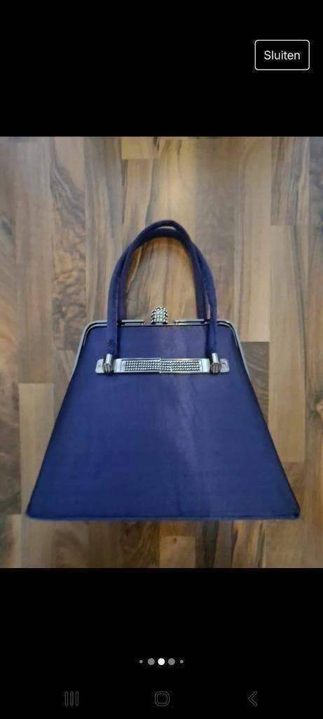 Vintage retro blauwe tas, 26x25,5x18cm, Ophalen of Verzenden, Huis en Inrichting