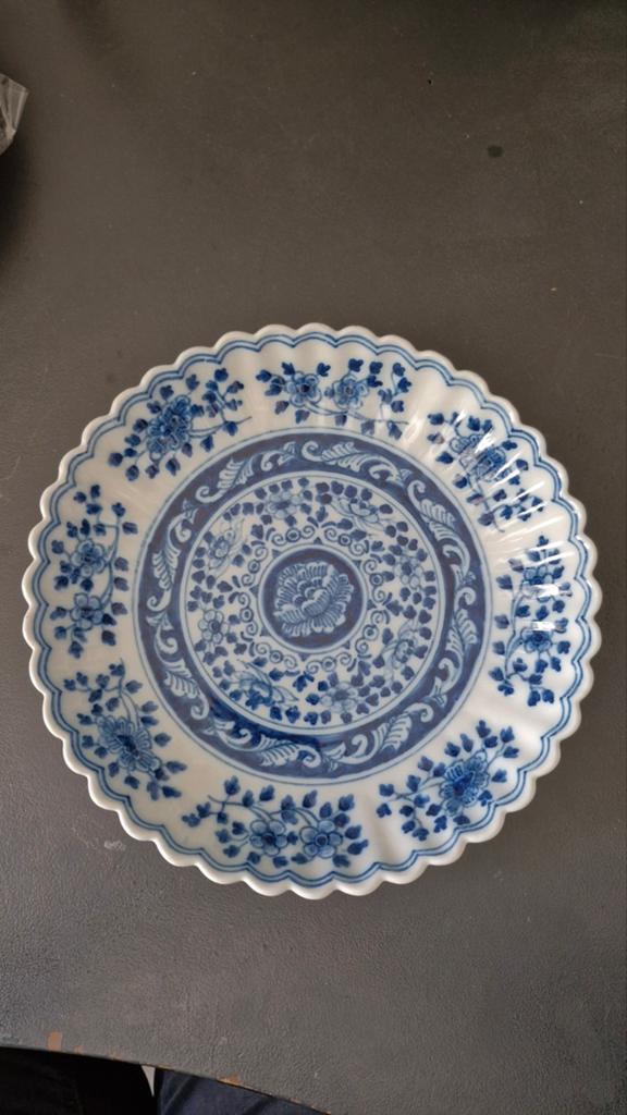 Antiek Makkum Aardewerk Wandbord - Blauw-Wit Bloemmotief, Ophalen