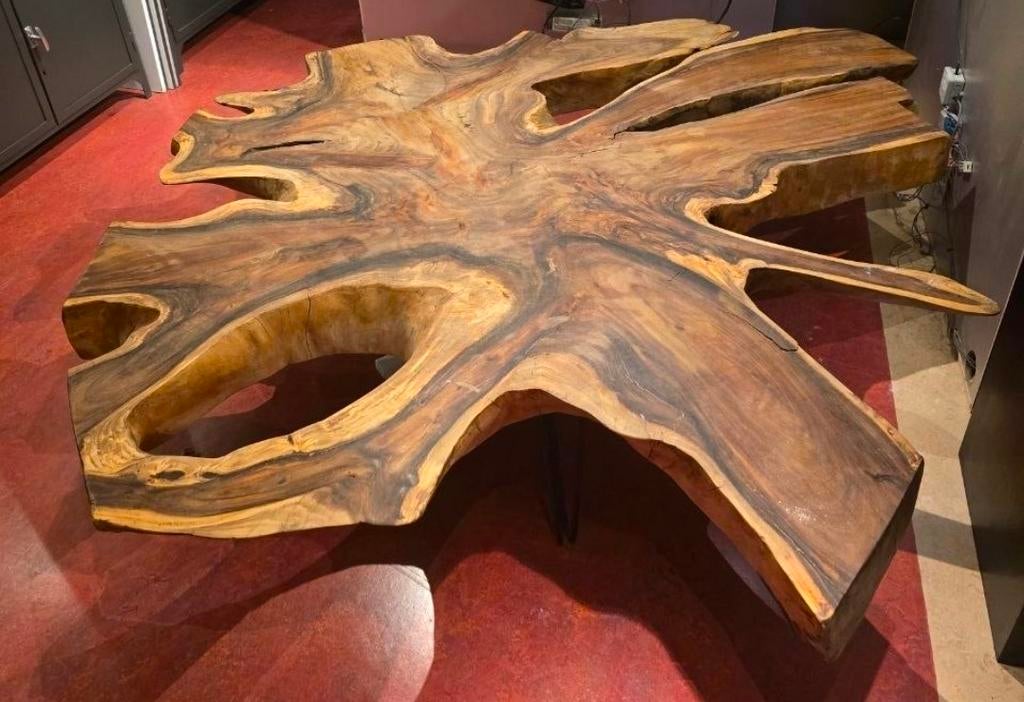 Grote massieve Suar salontafel, Huis en Inrichting, Tafels | Salontafels, Ophalen, Rechthoekig, Minder dan 50 cm