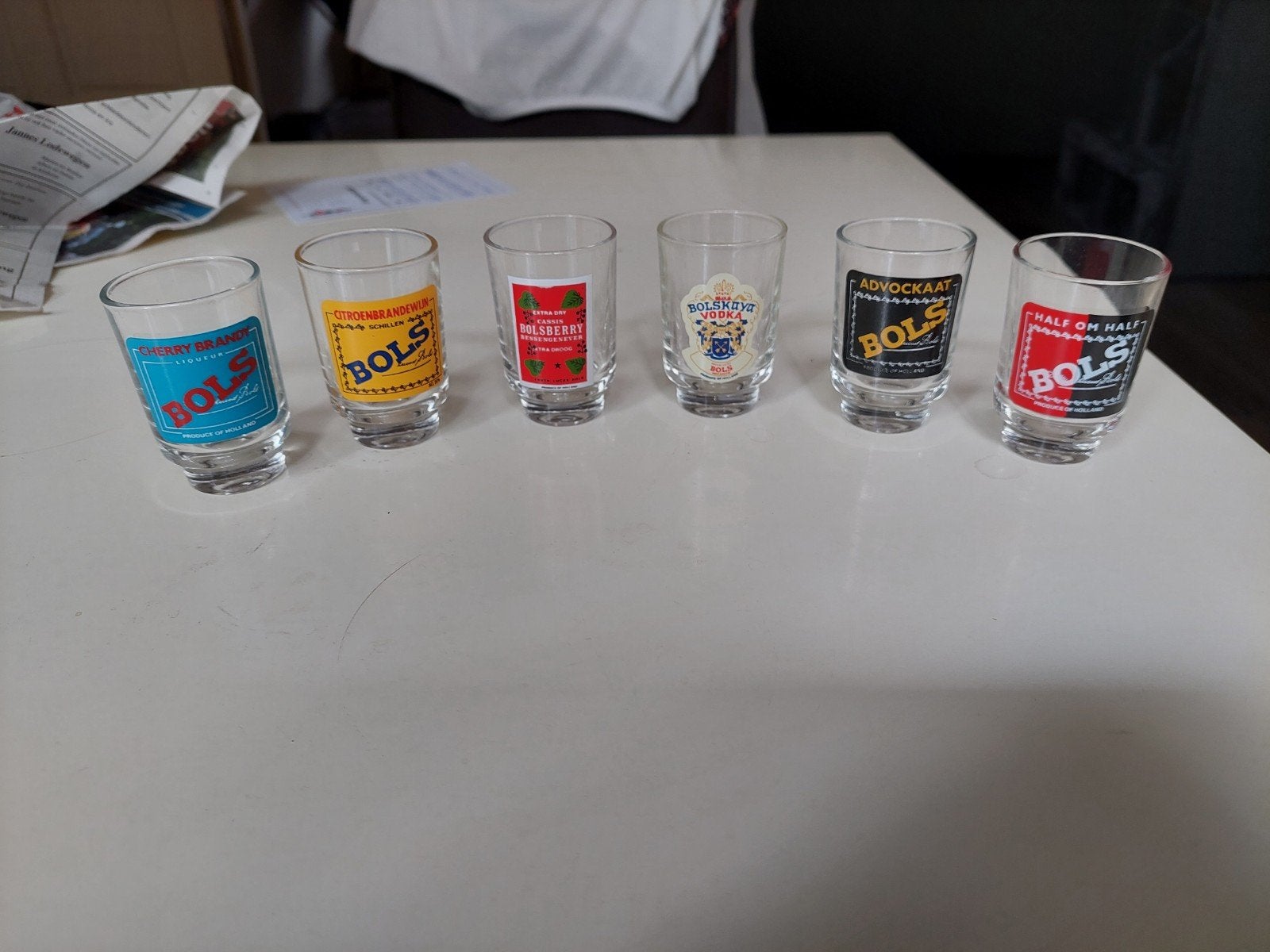 Set van 6 vintage Bols borrelglaasjes, Verzamelen, Ophalen of Verzenden, Zo goed als nieuw, Borrel- of Shotglas