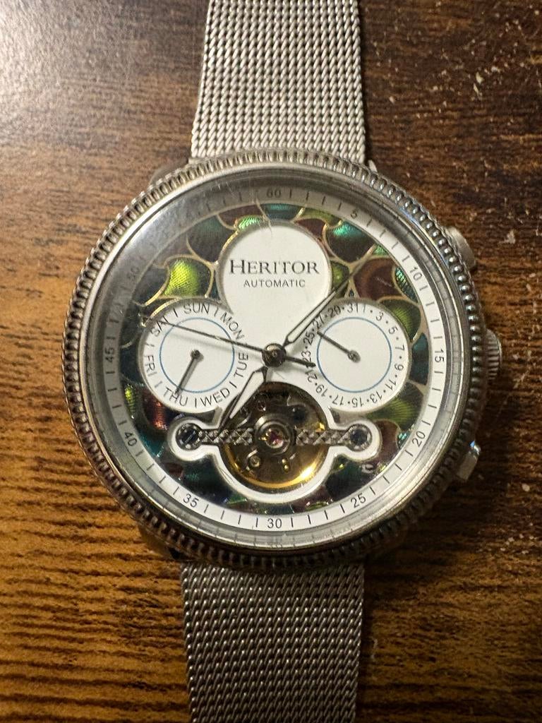 Heritor Automatisch Horloge met Zilveren Milanese Band, Overige merken, Staal, Polshorloge, Ophalen of Verzenden