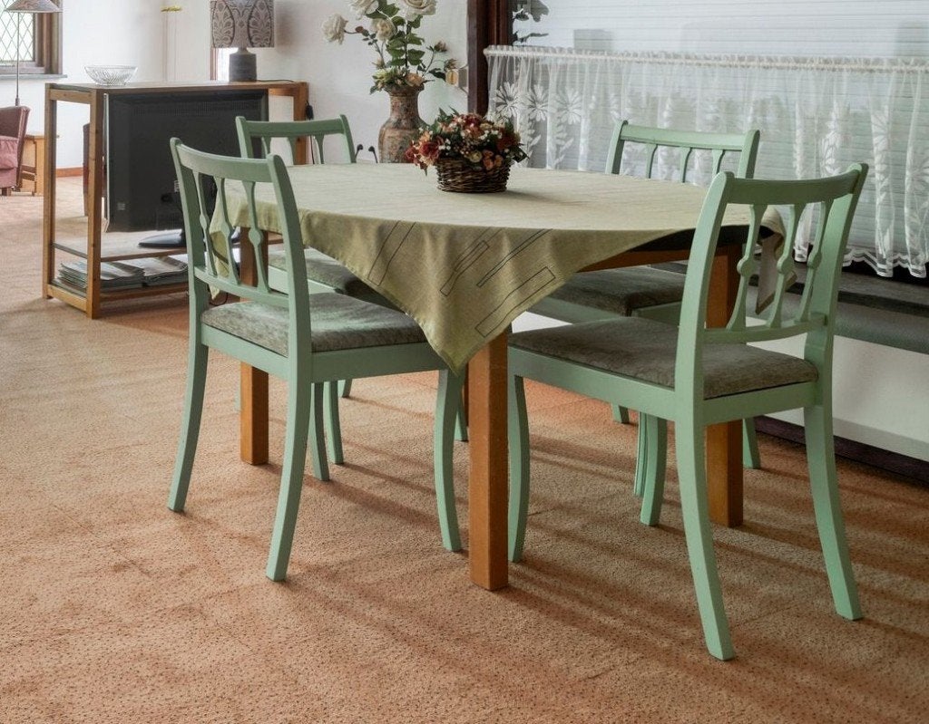 4x eetkamer stoel mint groen biedermeijer stijl mahonie, Ophalen, Gebruikt, Overige kleuren, Vier