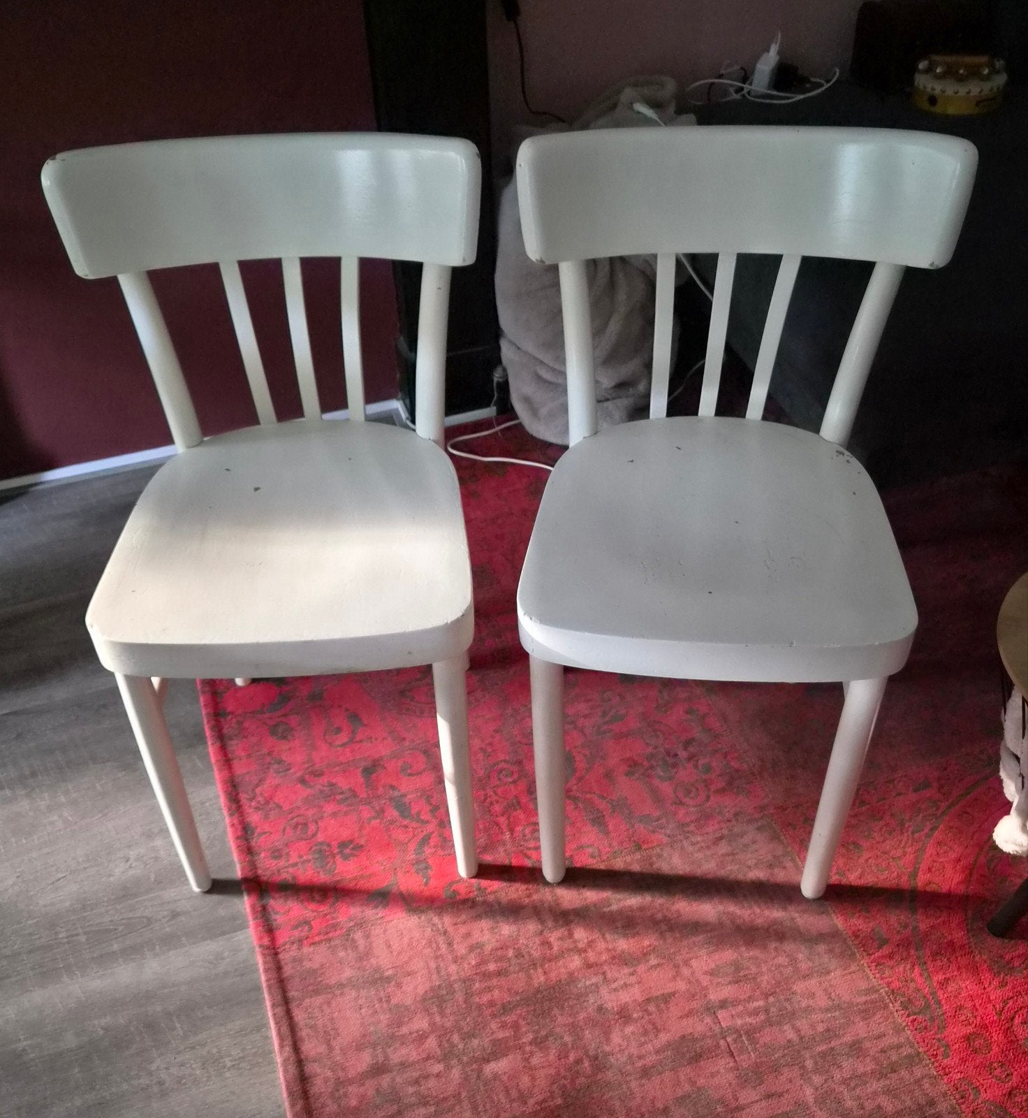Set van 2 vintage houten stoelen - crème wit, Ophalen