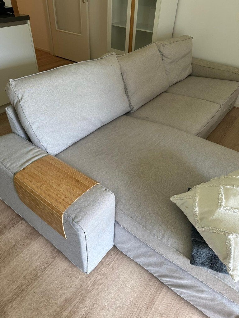 Gratis af te halen: Ruime Grijze L-Vormige Bank, Ophalen, Gebruikt, Stof, Scandinavisch, modern