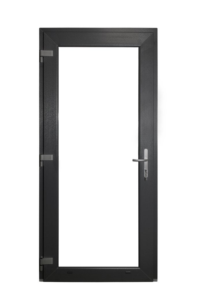 Kunststof Buitendeur Volglas R B98 H215cm Mat Zwart, Niet ingevuld, Kunststof, 80 tot 100 cm, 215 cm of meer