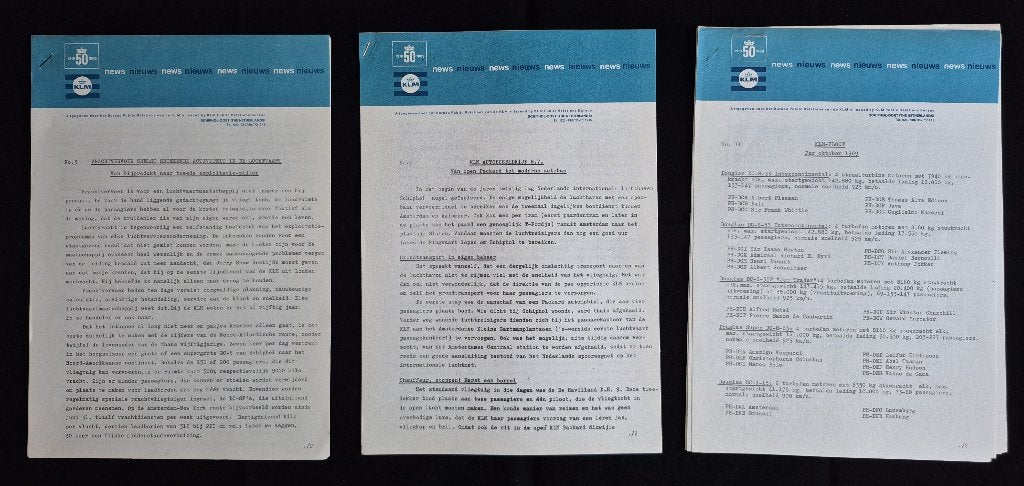 3 KLM Nieuwsbladen uit 1969 (K615), Ophalen of Verzenden, Gebruikt, Boek of Tijdschrift