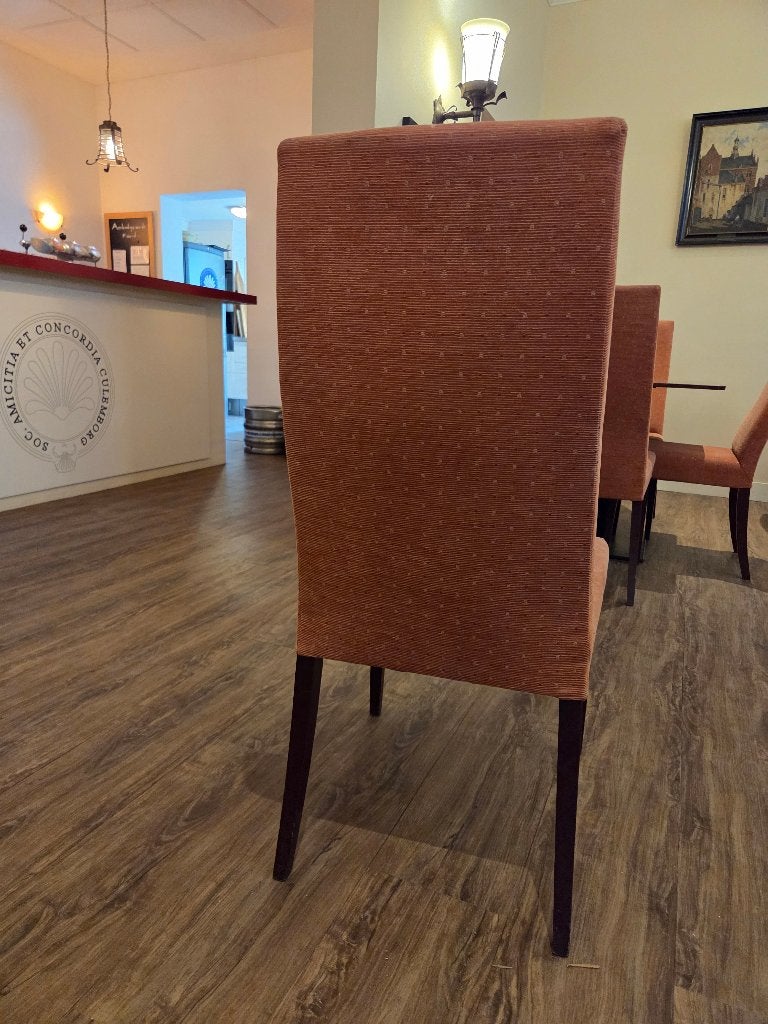 eetkamerstoelen, van van Gaasbeek en van Tiel, kleur bruin, Ophalen, Gebruikt, Bruin, Stof