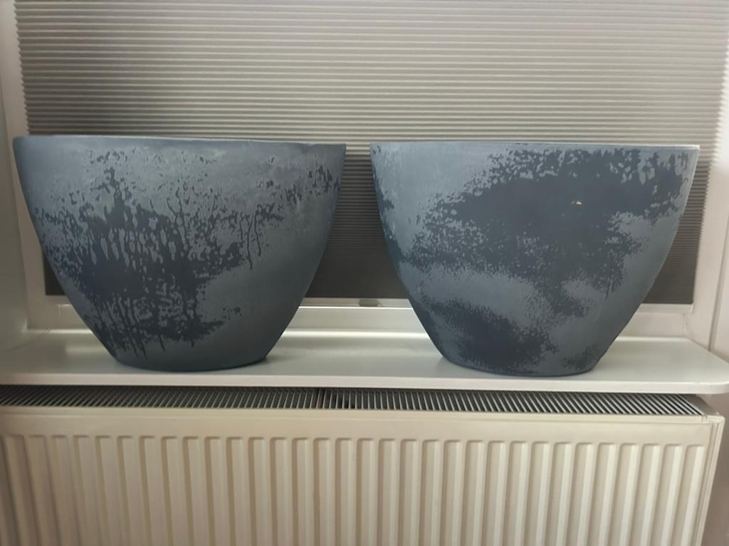 Grijze grote bloempotten, Tuin en Terras, Ophalen, Gebruikt, Binnen, Overige vormen