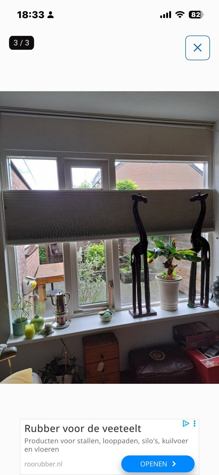 Plissé rolgordijn, Huis en Inrichting, Stoffering | Gordijnen en Lamellen, Ophalen of Verzenden, Zo goed als nieuw, Rolgordijn