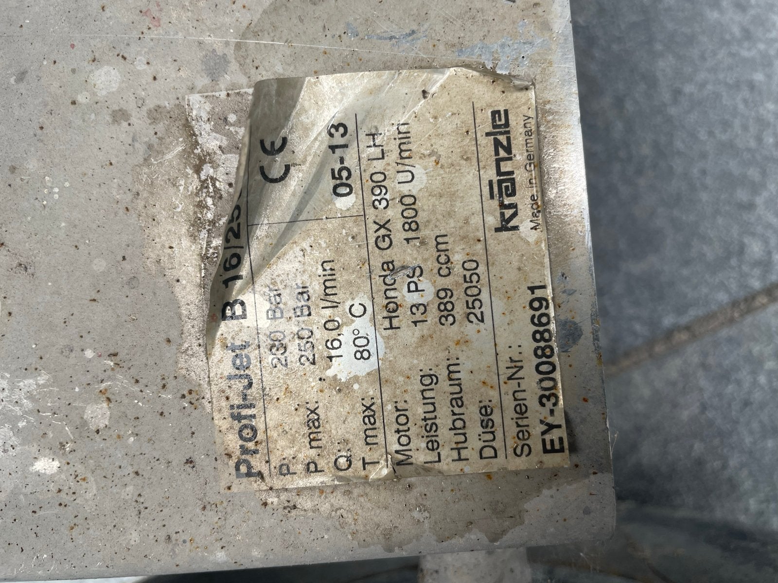 Kränzle Profi-Jet B 16/25 Hogedrukreiniger 250 bar, Ophalen of Verzenden, Gebruikt, Benzine