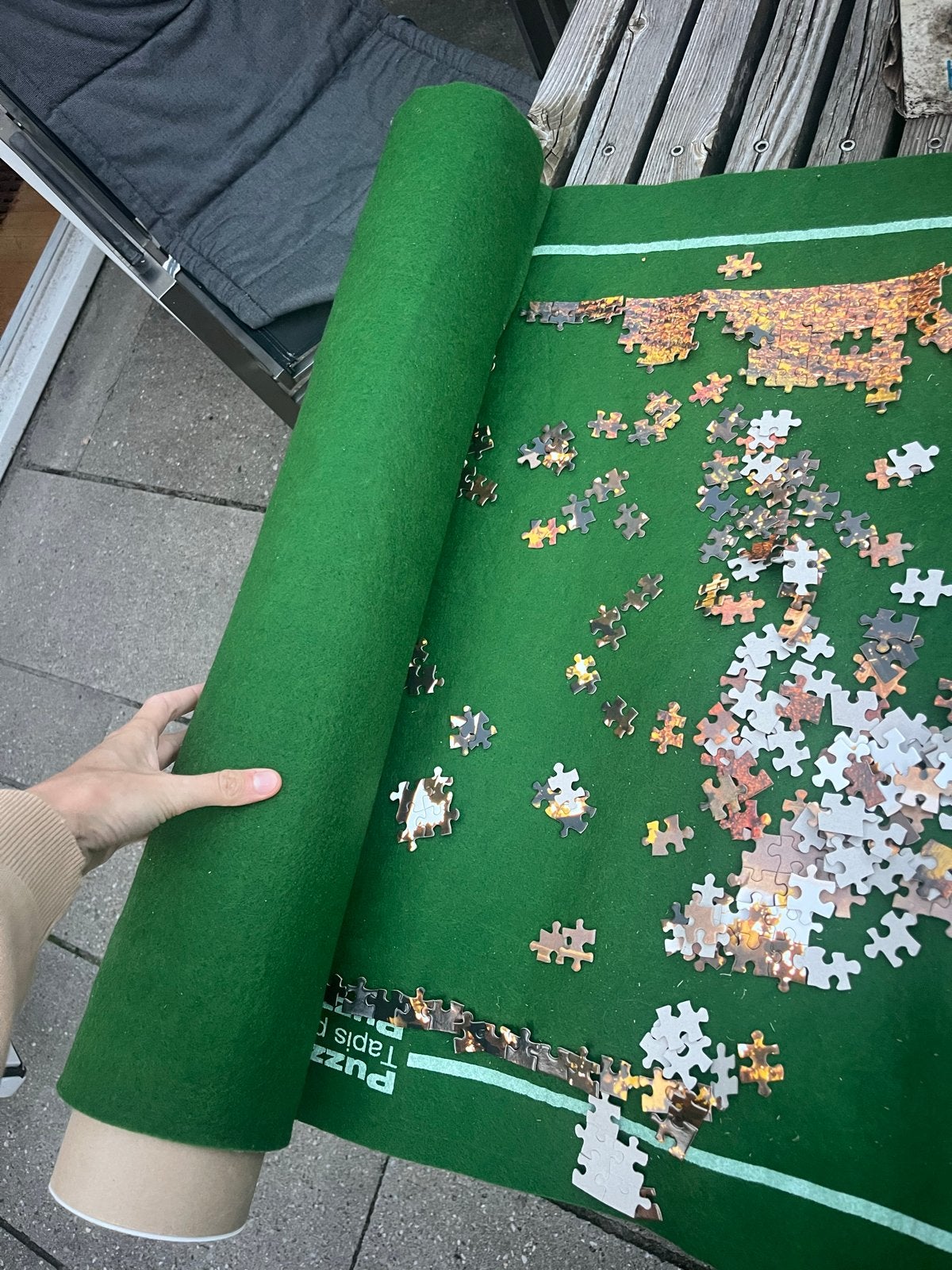 Puzzelmat voor legpuzzels - handig oprolbaar, Ophalen of Verzenden, 500 t/m 1500 stukjes, Gebruikt, Legpuzzel