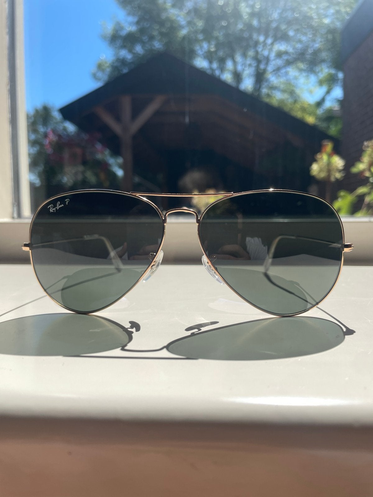Ray-Ban Aviator Large Metal RB3025 Groen Gepolariseerd, Zonnebril, Ophalen of Verzenden, Zo goed als nieuw, Ray-Ban