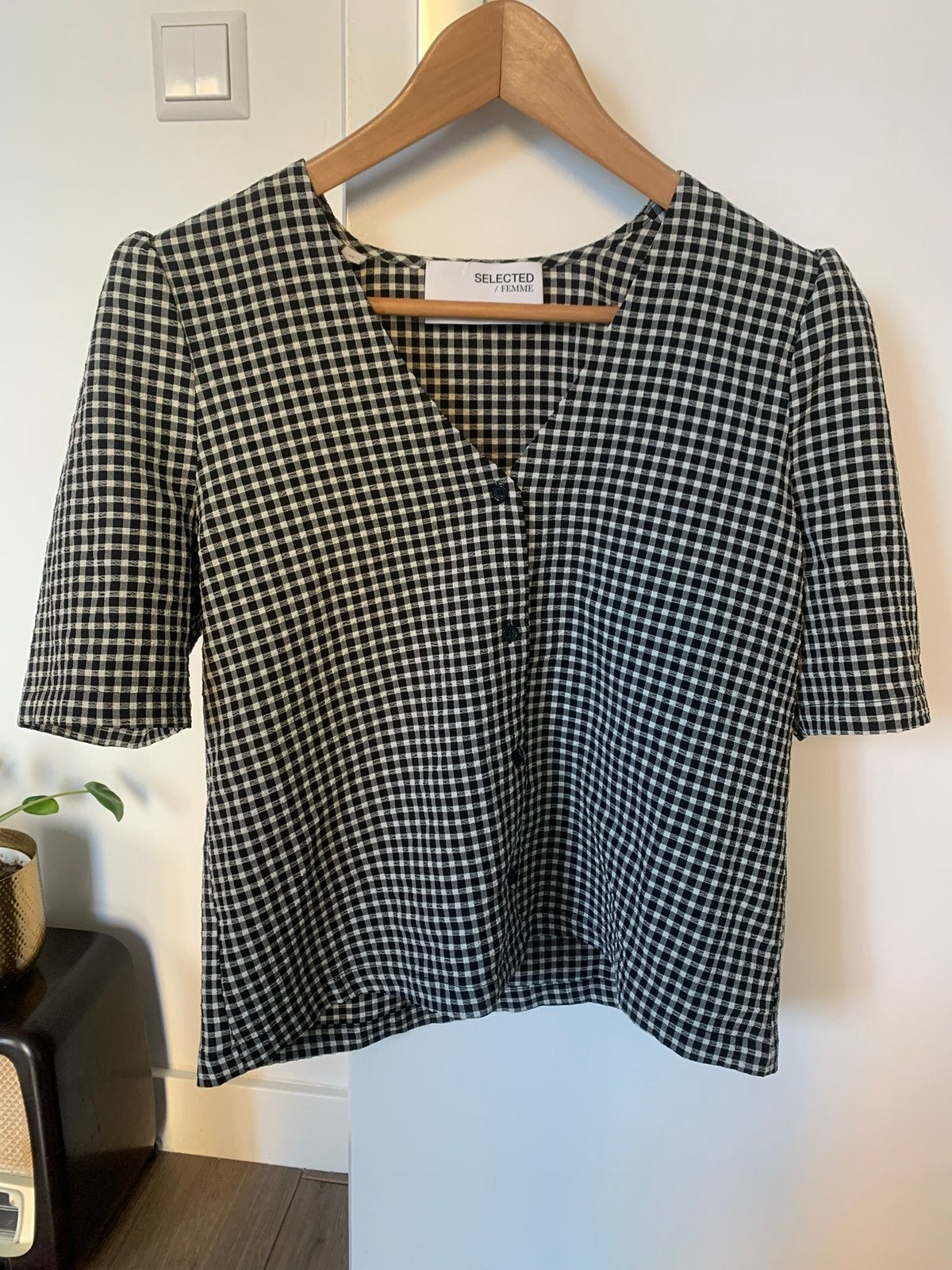 zwart/wit geblokte blouse, Selected Femme,mt 34, Kleding | Dames, Ophalen, Nieuw, Maat 34 (XS) of kleiner, Zwart
