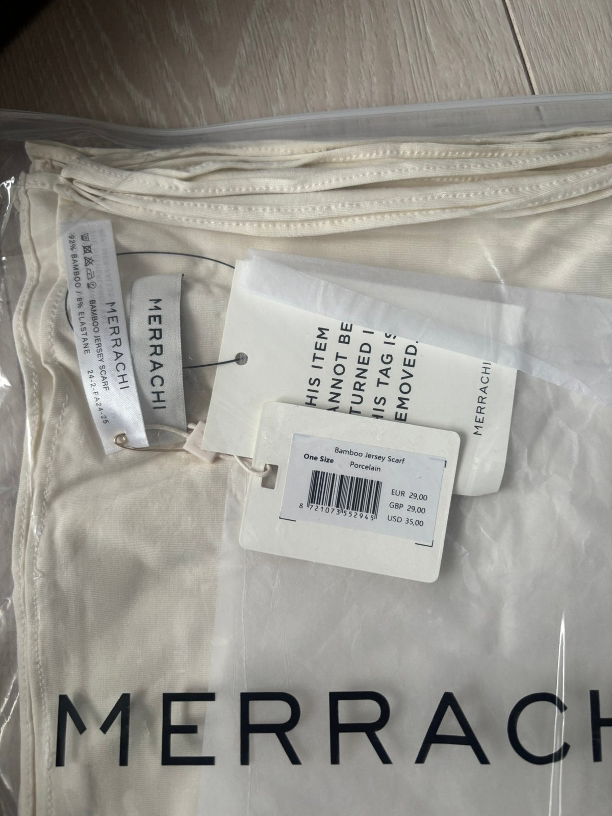 Merrachi Bamboo Jersey Scarf Porcelain nieuw, Kleding | Dames, Ophalen of Verzenden, Zo goed als nieuw, Sjaal