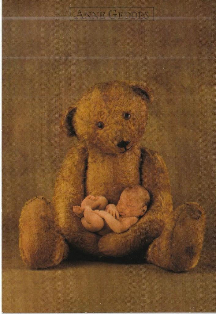 Kaart Anne Geddes nr 272 Beer met baby, Ophalen of Verzenden, 1980 tot heden, Ongelopen, Kinderen