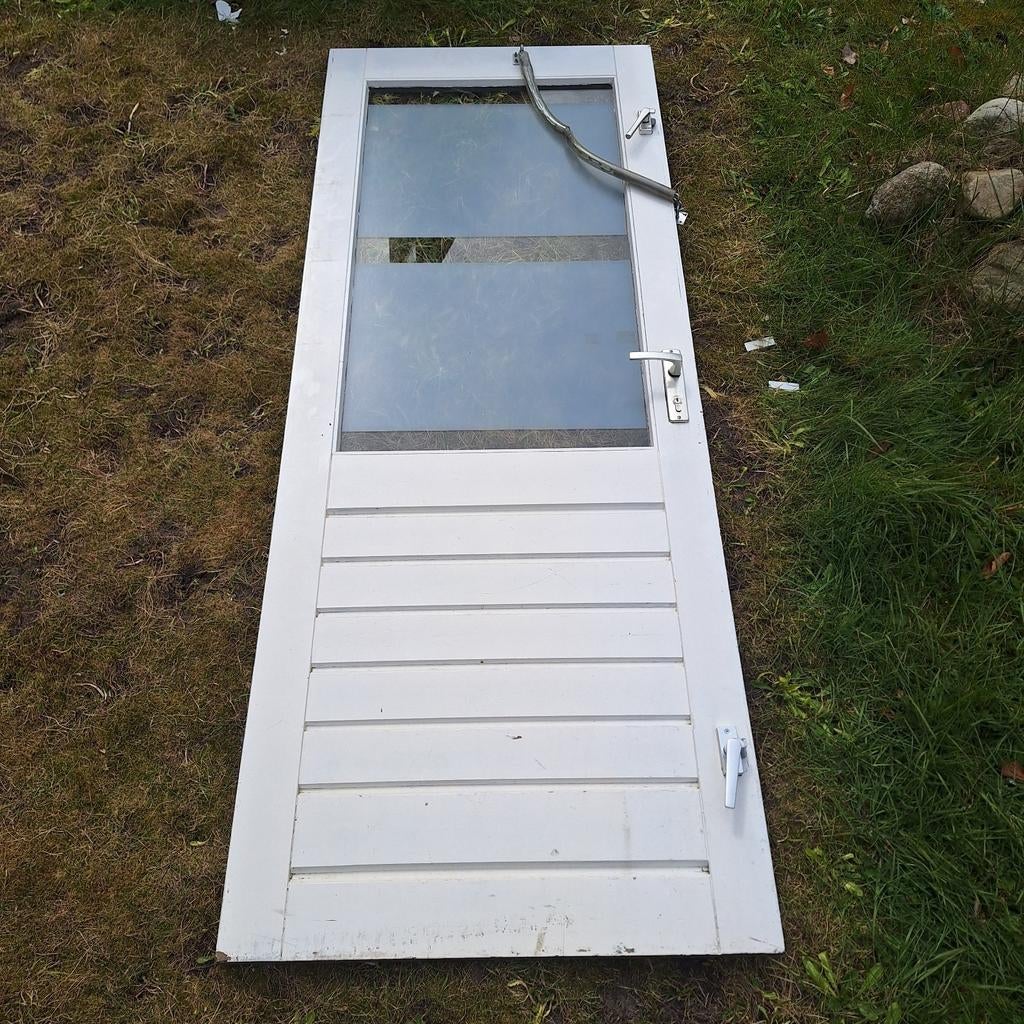 Houten Buitendeur (211.5 x 82.5 cm) | Enkelglas + Accessoire, Ophalen, Gebruikt, 80 tot 100 cm, .