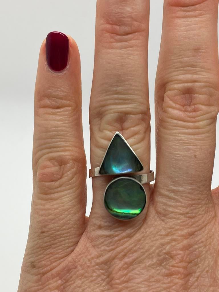 D401 Prachtige zilveren ring aparte steen (verstelbaar), Ophalen of Verzenden, X, Met edelsteen, Dame