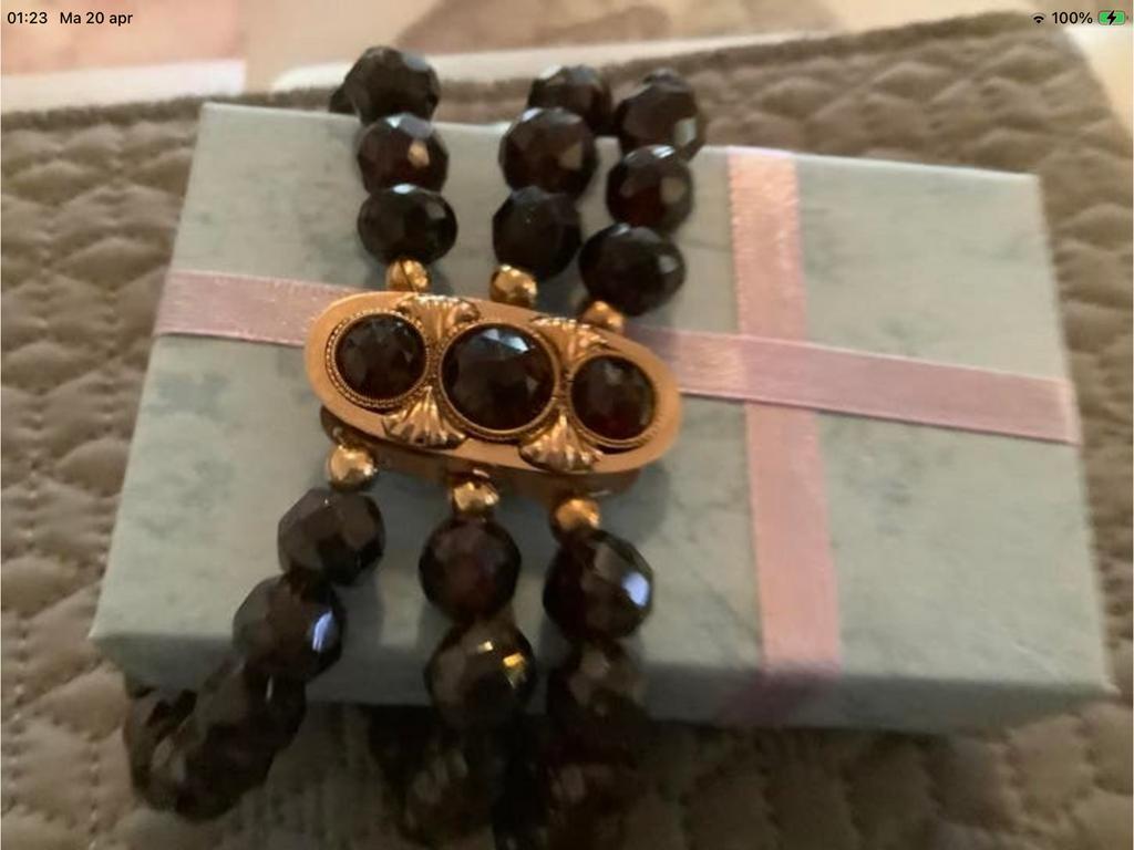 Prachtige antieke gouden armband granaat edelstenen 18 k, Verzenden, Zo goed als nieuw, Met bedels of kralen, Goud