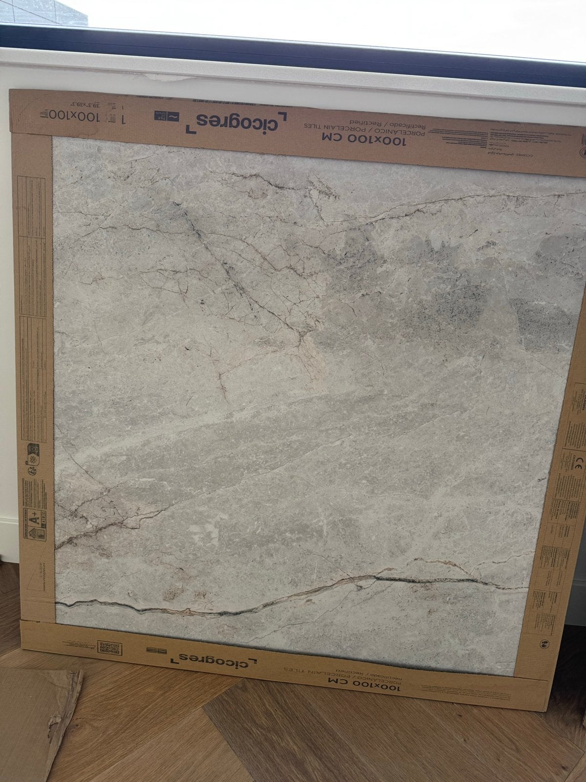 2x Cicogres Tegels 100x100 beige beton-marmerlook, Ophalen, 60 cm of meer, Keramiek, Nieuw