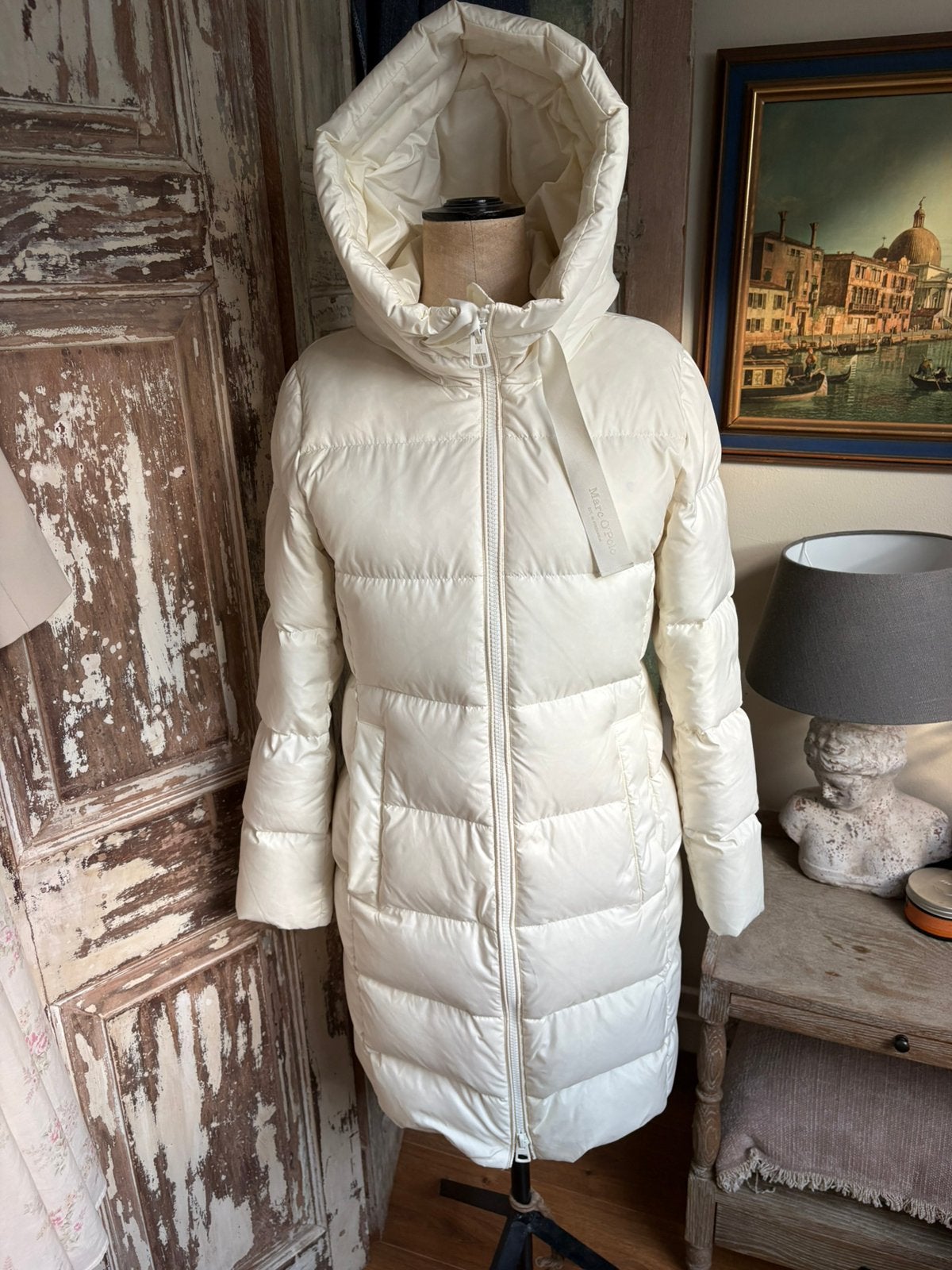 Gebroken witte dons jas van Marc O’Polo maat S izgs, Ophalen of Verzenden, Zo goed als nieuw, Maat 36 (S), Wit