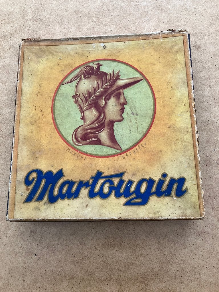 reclame Chocoladedoos Martougin Antwerpen, Verzamelen, Merken en Reclamevoorwerpen, Verzenden, Gebruikt, Reclamebord