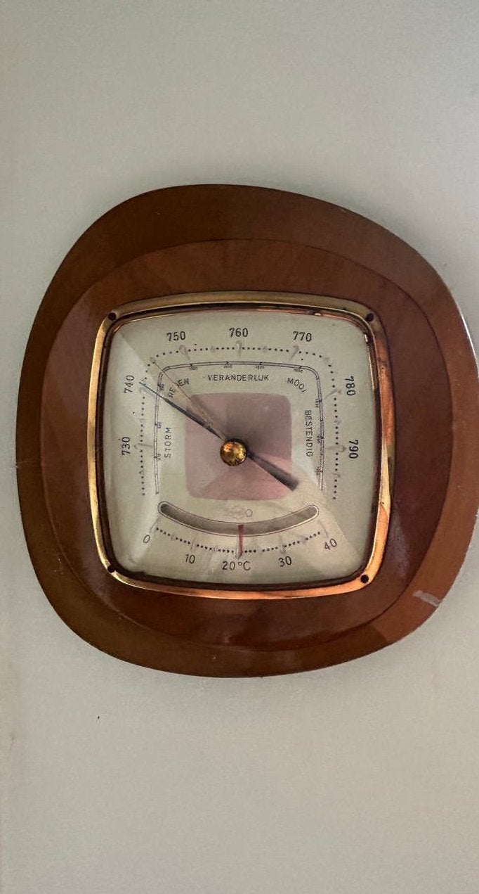 Vintage Sunco Barometer - Houten Weerstation, Ophalen, Gebruikt, Barometer
