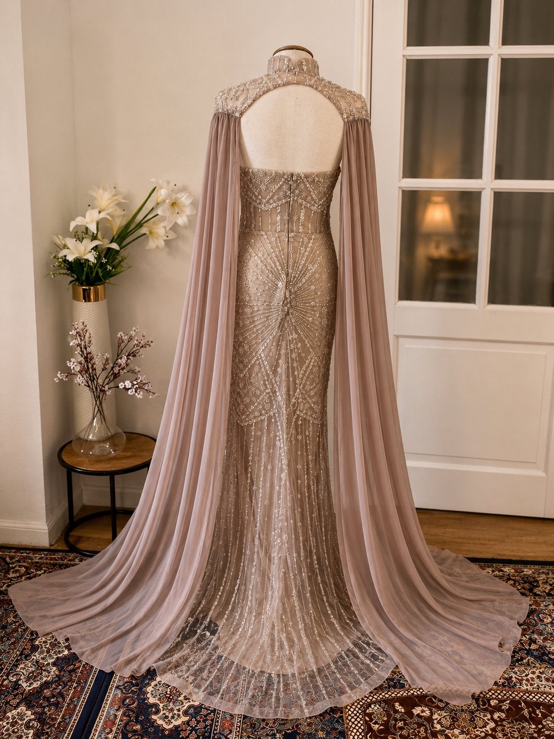Gouden Galajurk met Cape en Kralen, Kleding | Dames, Maat 38/40 (M), Nieuw, Ophalen of Verzenden, Goud