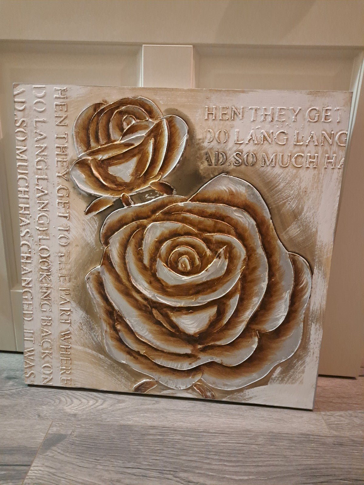 Schilderij natuurtinten 58 - 58 - 4cm in zeer goede staat., Ophalen, Zo goed als nieuw