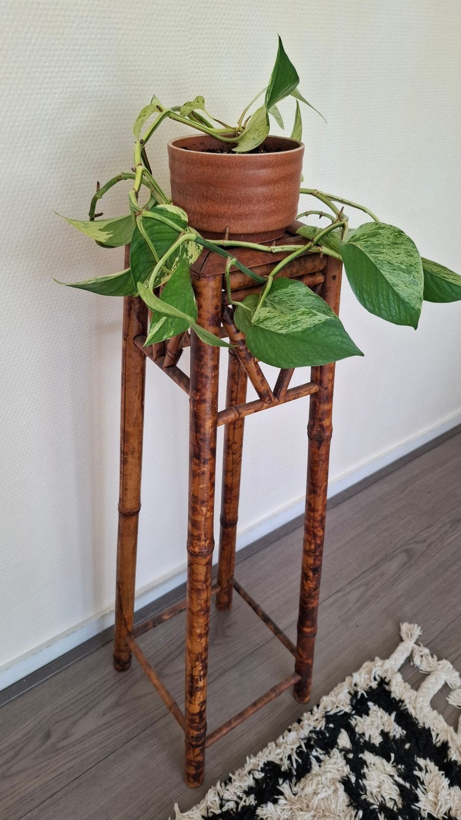 Vintage bamboe plantentafel, Ophalen, Zo goed als nieuw