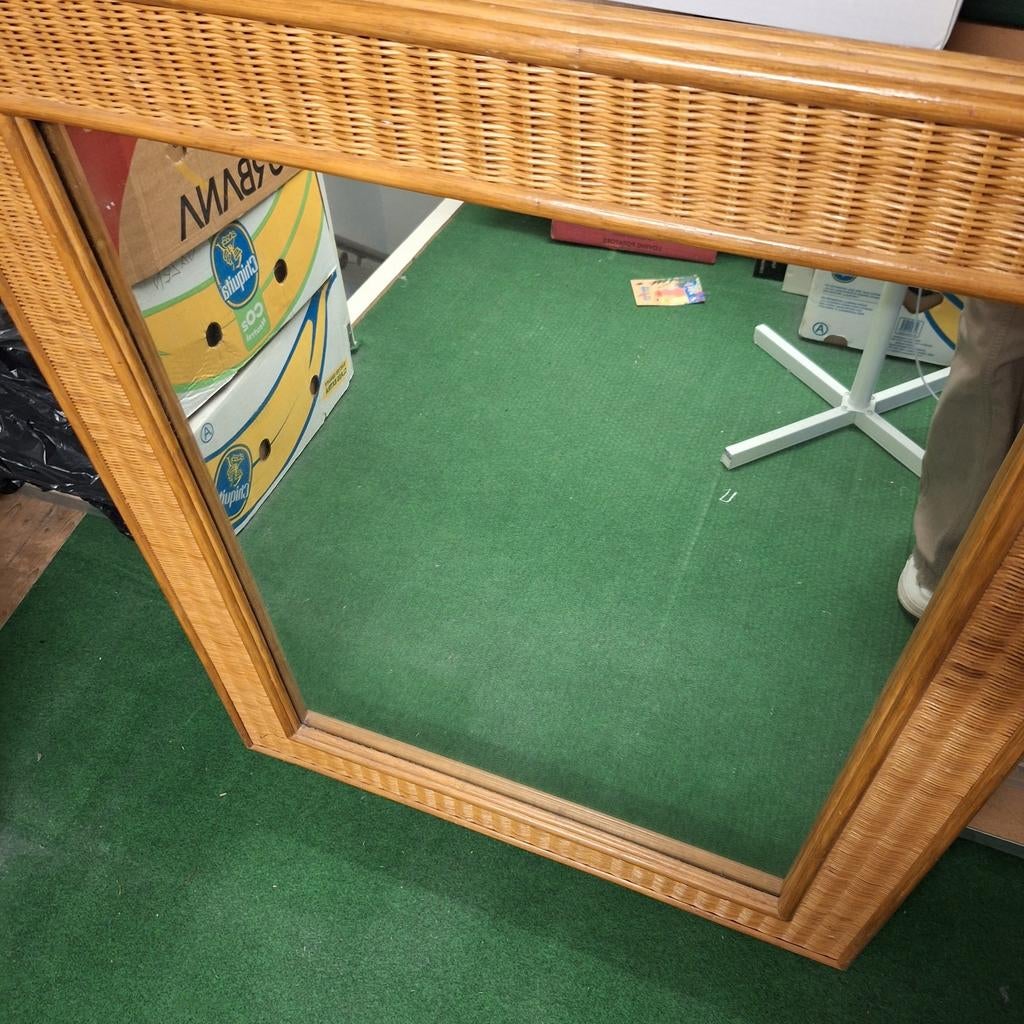 Spiegel met rieten lijst, Ophalen, Rechthoekig, Minder dan 50 cm, Minder dan 100 cm