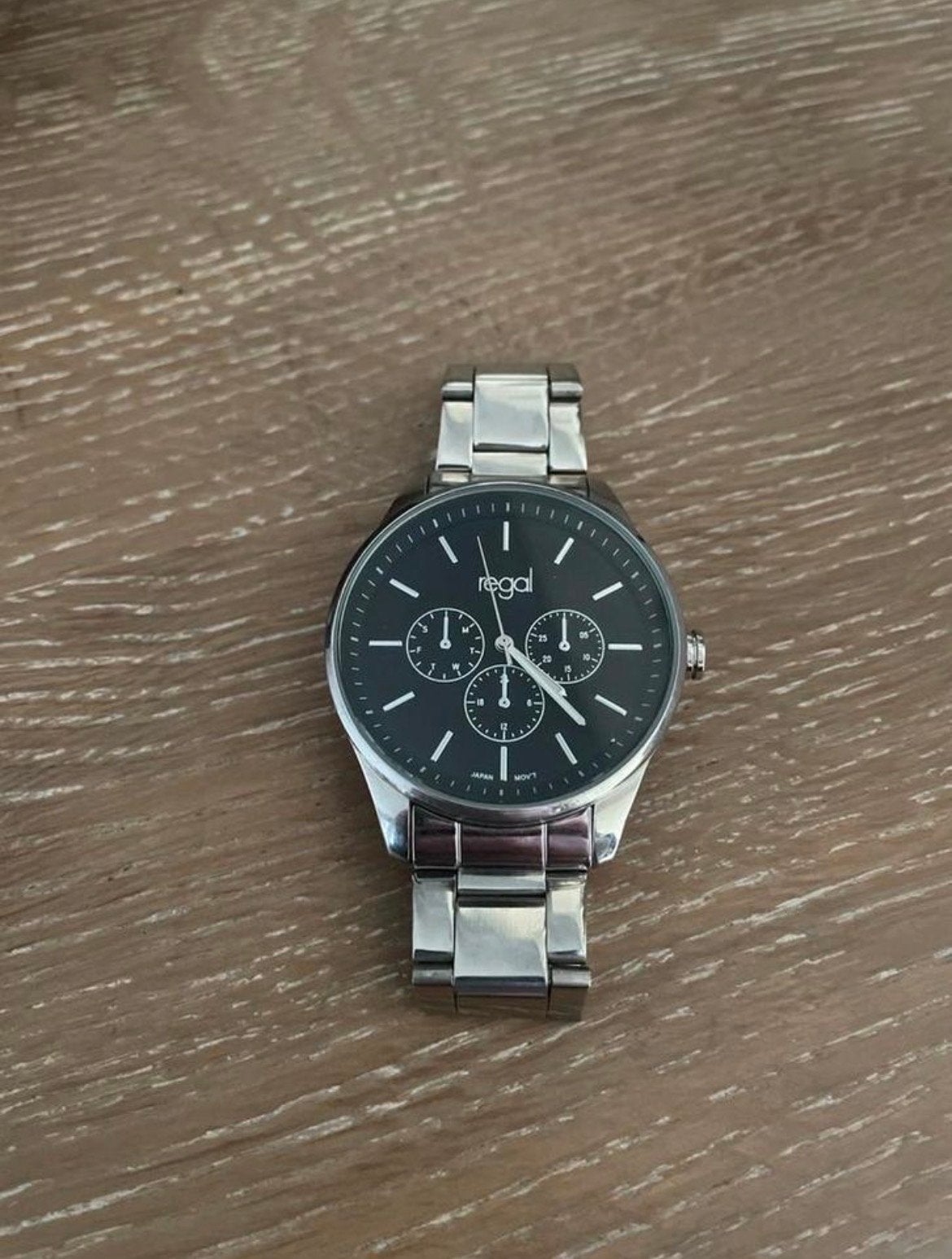 Regal Heren Polshorloge - Zilverkleurig met Zwarte Wijzerpla, Sieraden, Tassen en Uiterlijk, Horloges | Heren, Overige merken